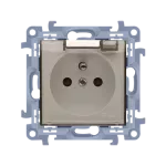 SIMON 10 WC-GZ1BZxx-01-41Ax Gniazdo wtyczkowe z uziemieniem do wersji IP44 z uszczelką z przesłonami torów prąd. - klapka transparetna (moduł) 16A, 250V~, zac. śrub.; krem