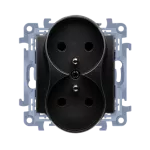 SIMON 10 WC-GZ2Mxxx-01-49xx Gniazdo wtyczkowe z uziemieniem podwójne (moduł) 16A, 250V~, zaciski śrubowe; czarny mat